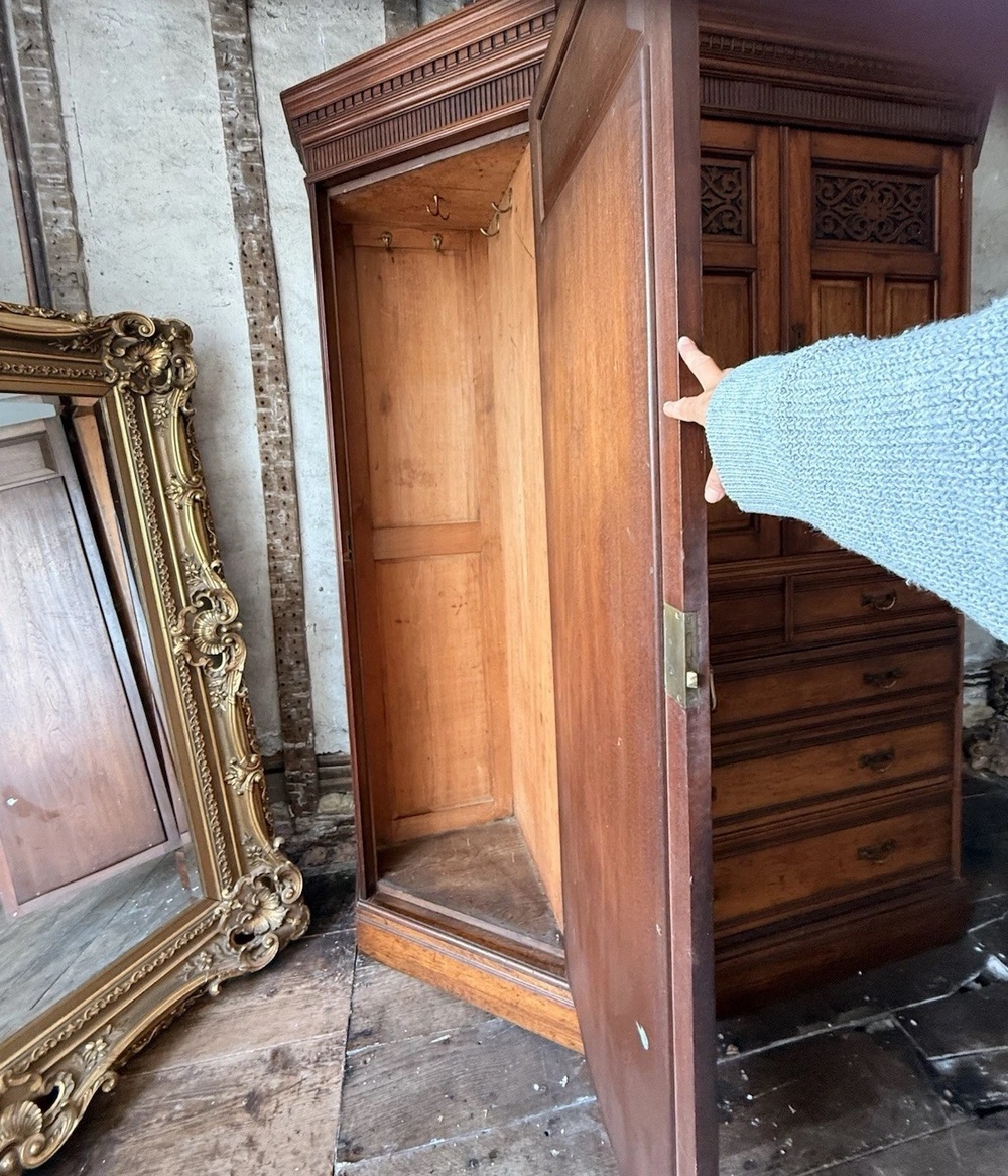 Magnificent Original Rare English Stamped Gillows of Lancaster Wardrobe C 1880