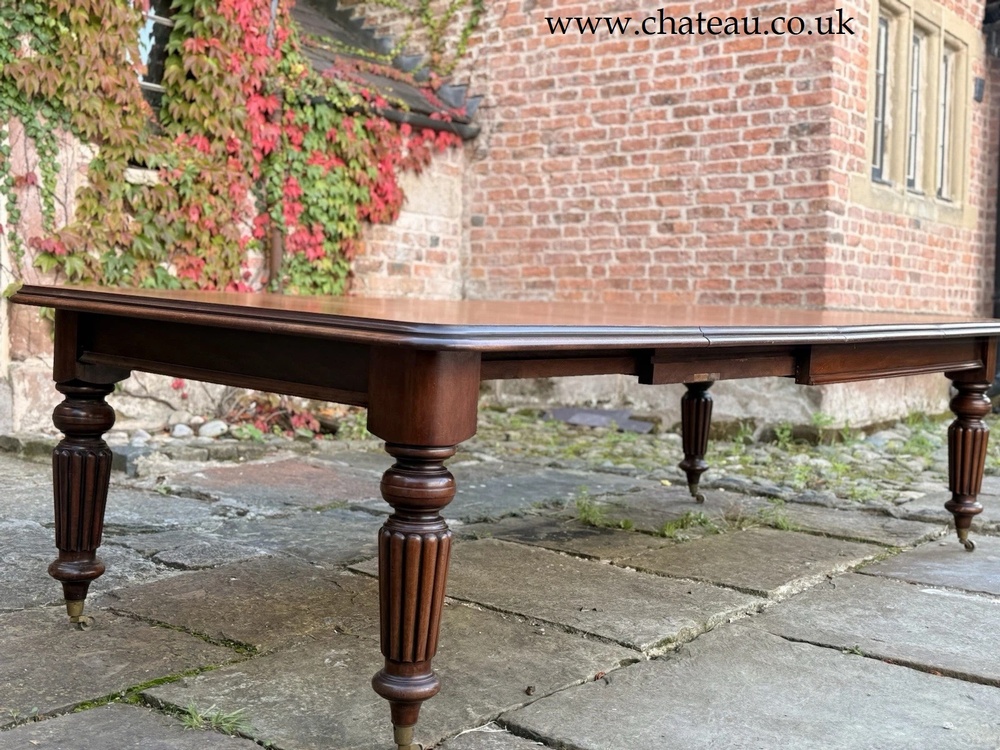 SOLD -  Original English Antique Mahogany Extending Kitchen Dining Table Seats 12