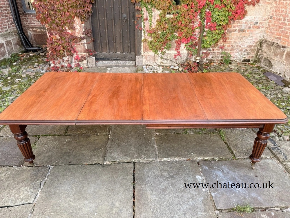 SOLD -  Original English Antique Mahogany Extending Kitchen Dining Table Seats 12