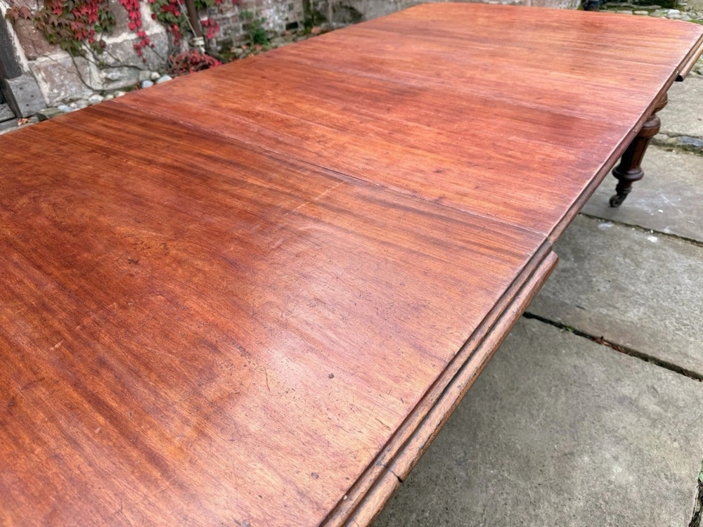 Original English Rustic Antique Mahogany Wind Out Dining Table C1850 Seats 12