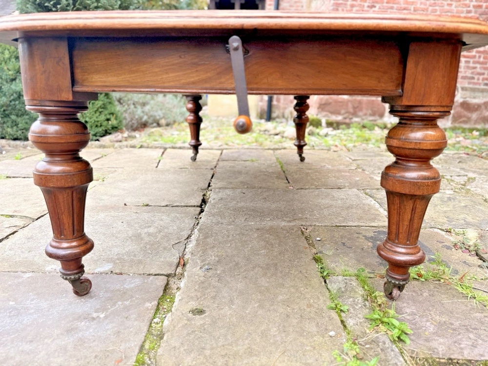 Original English Rustic Antique Mahogany Wind Out Dining Table C1850 Seats 12