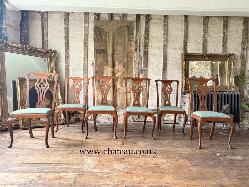 Set of 6 Antique Chippendale Style Drop in seats Dining Chairs Circa 1800's