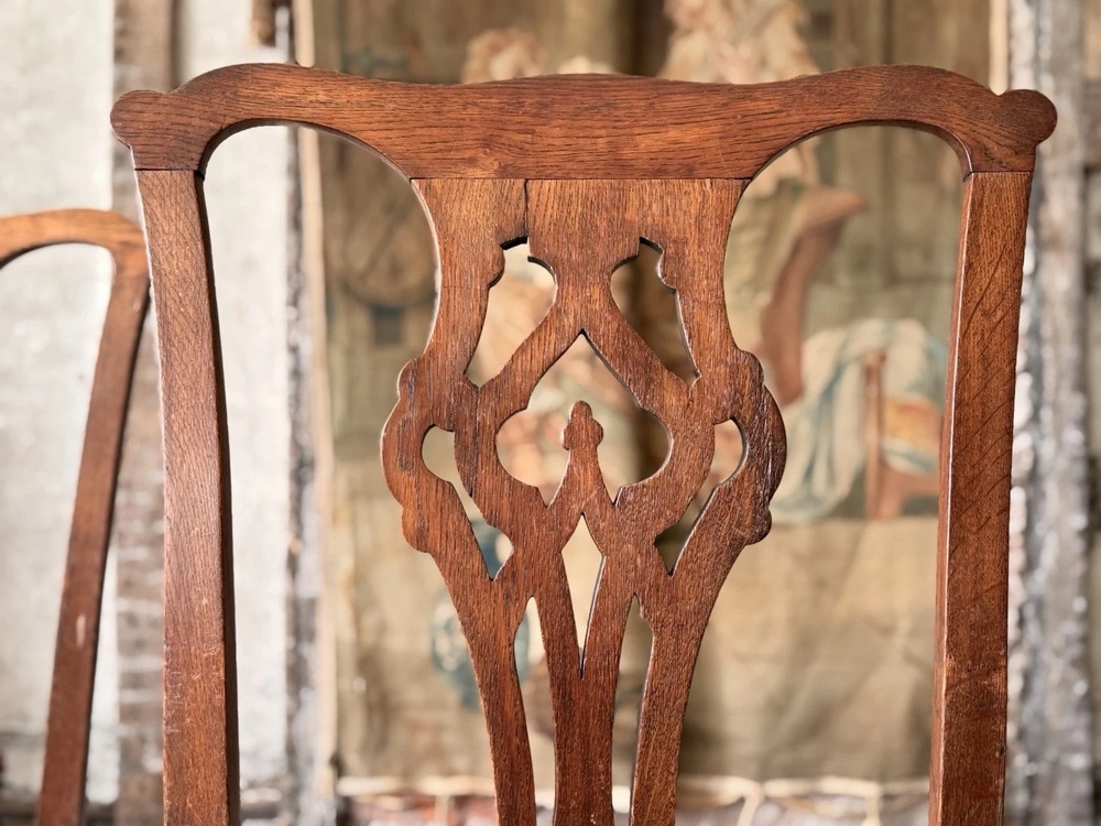 Set of 6 Antique Chippendale Style Drop in seats Dining Chairs Circa 1800's