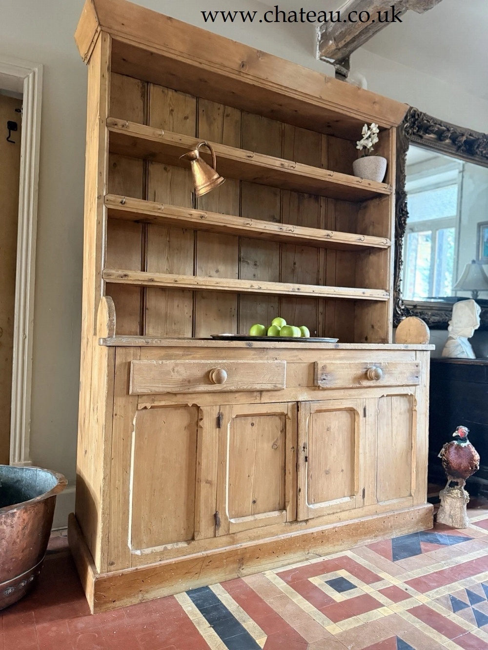 SOLD - Original Provincial Welsh Antique Farmhouse Rustic Pine Kitchen Dresser 1850 C