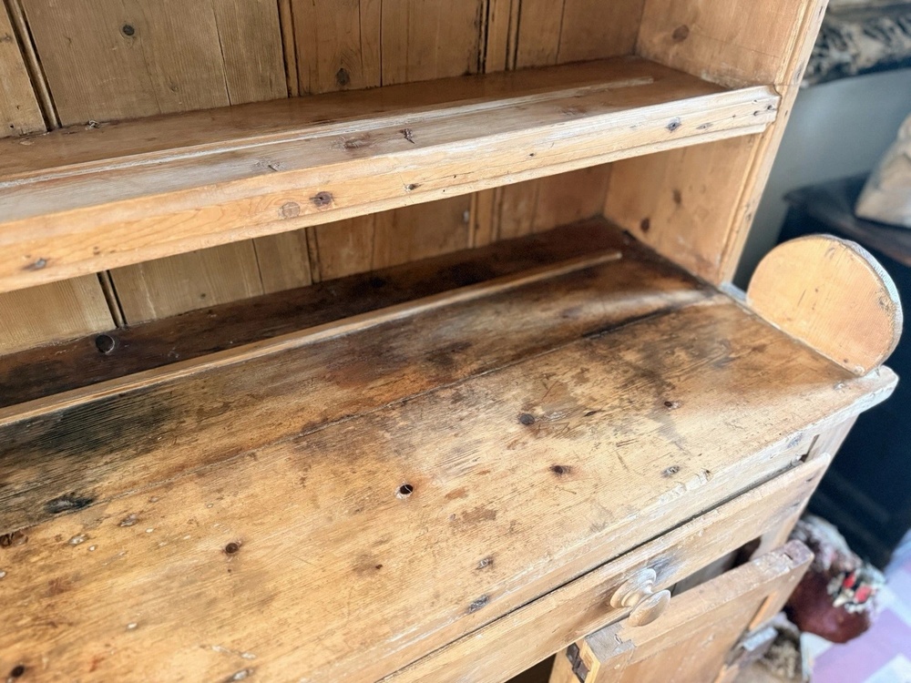 SOLD - Original Provincial Welsh Antique Farmhouse Rustic Pine Kitchen Dresser 1850 C