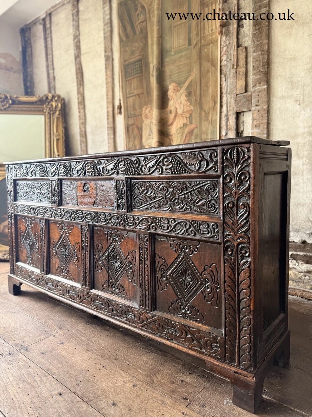 SOLD - Fine West Country (Somerset) Antique Oak Coffer Chest Dated 1670 Intialled RP