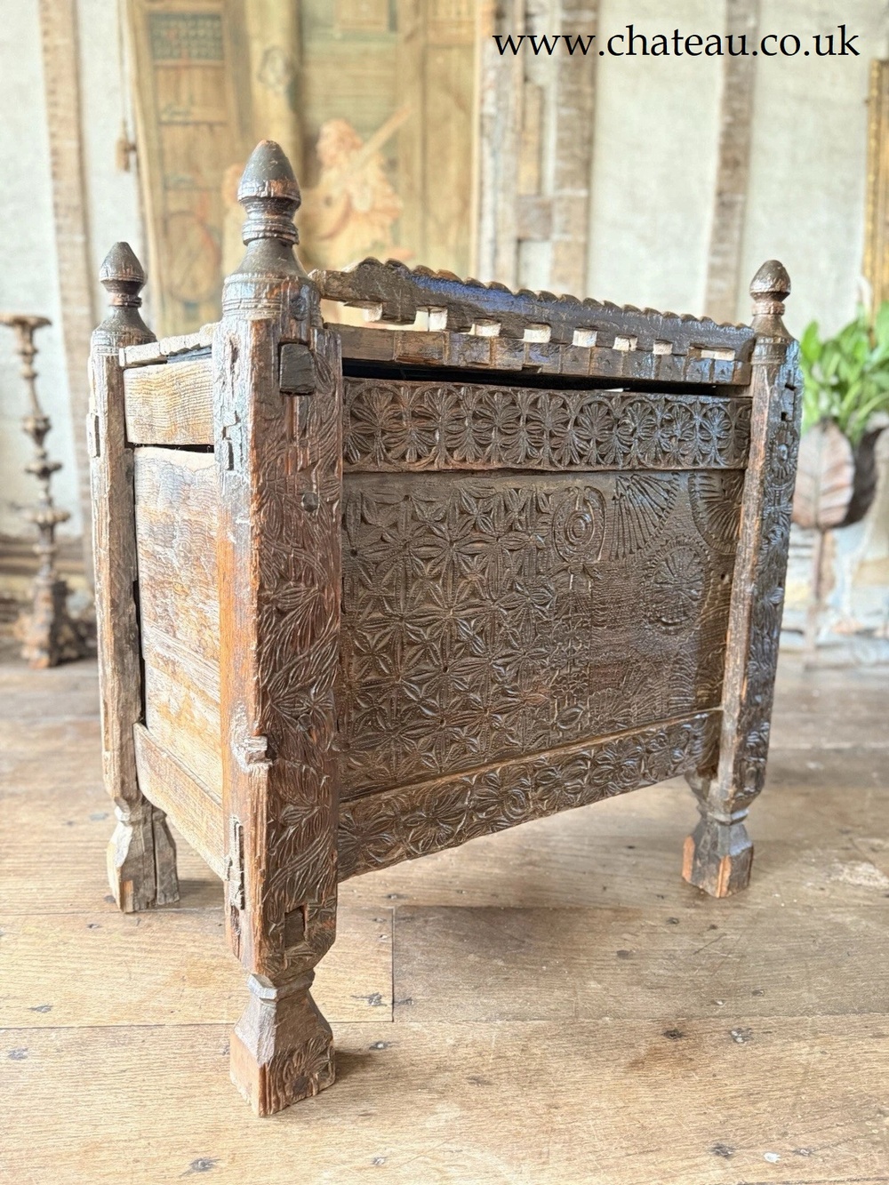 Rare Antique Swat Valley Pakistan Wedding Marriage Rustic Carved Indian Dowry Chest