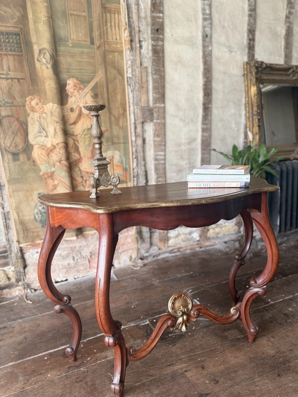 Antique French Mahogany Ornate kissed w/Gold Sideboard Hall Console Table C1880