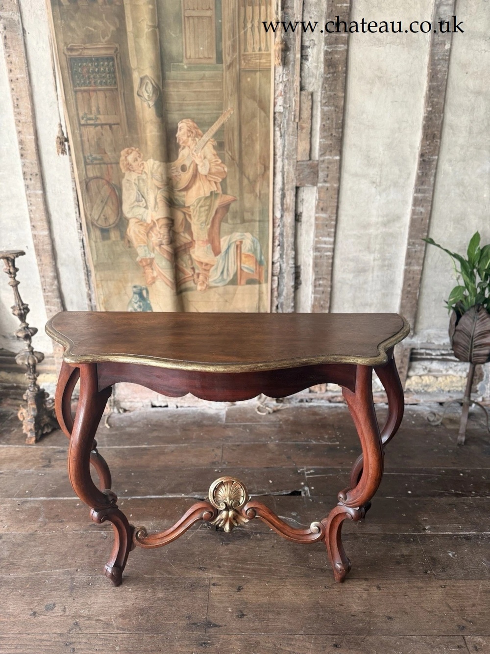 Antique French Mahogany Ornate kissed w/Gold Sideboard Hall Console Table C1880
