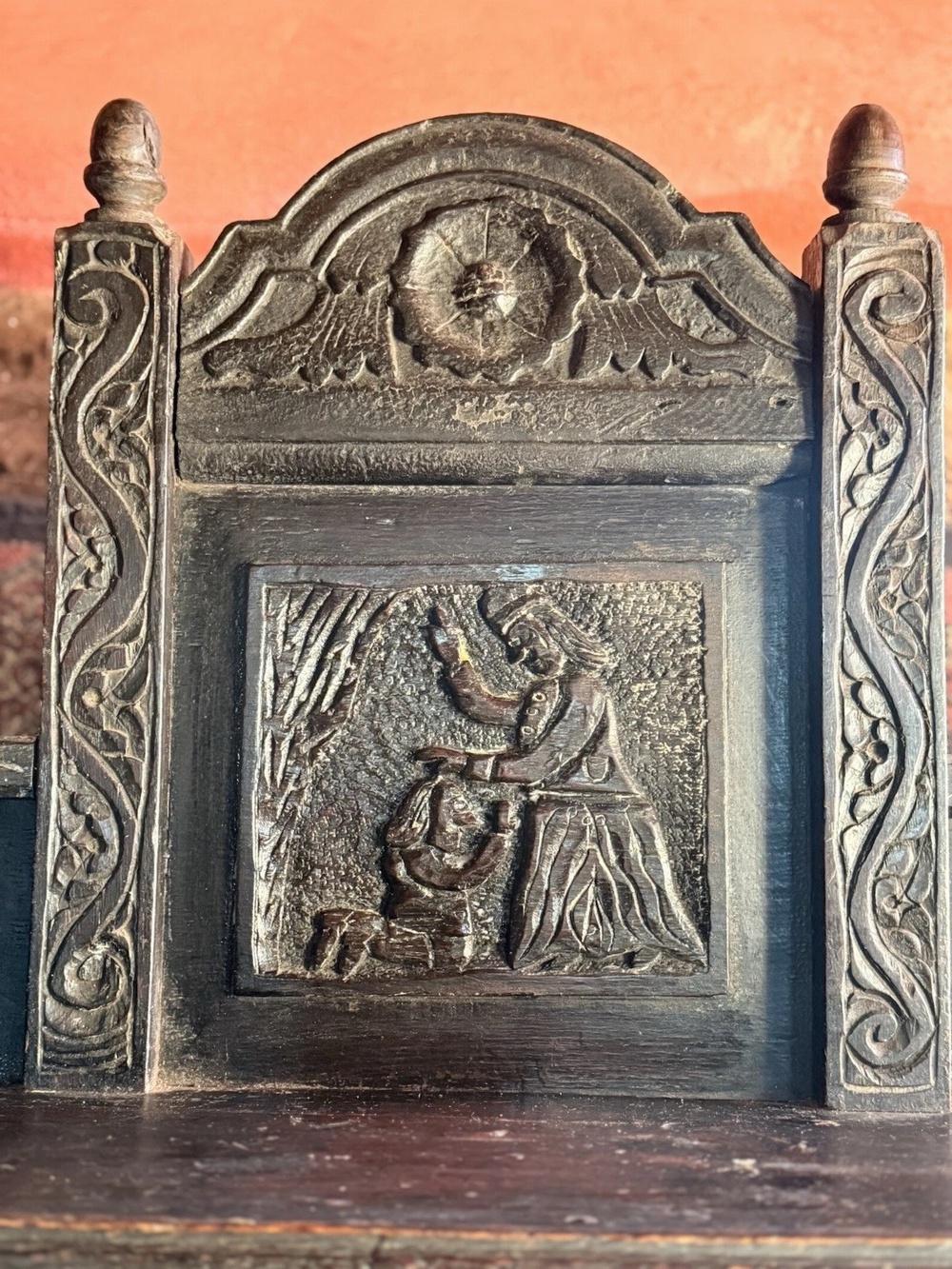 Rare Jacobean antique Oak Hand Carved Folk Art Cabinet Buffet Cupboard 1600's