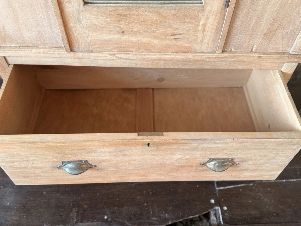 Rustic Farmhouse Antique pine Single Wardrobe with Drawer & Shelves 1890 C