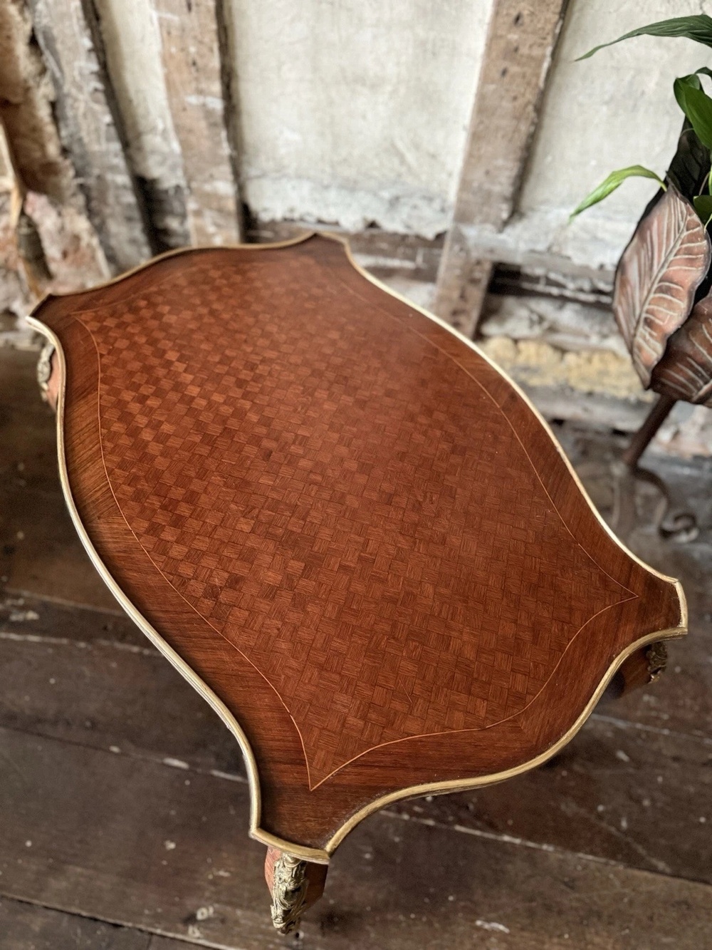 French Antique Kingswood Bronze Gilt Serpentine Side Occasional Centre Table 1880C