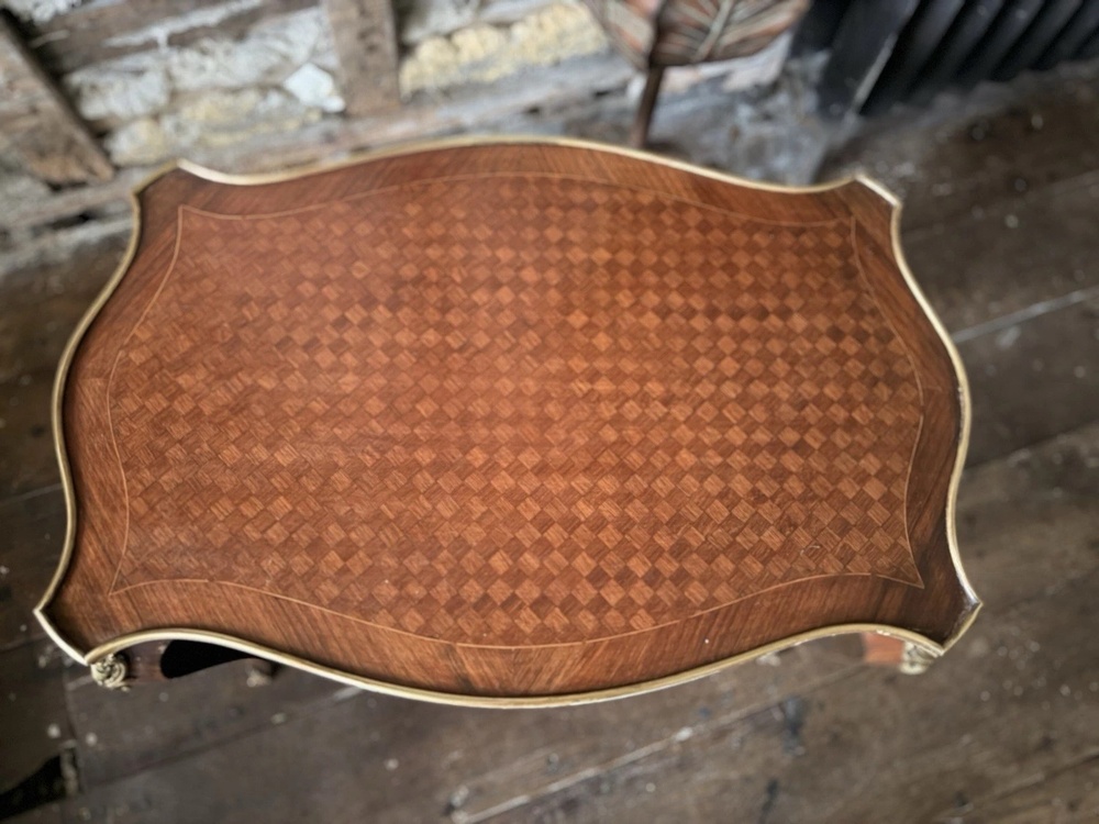 French Antique Kingswood Bronze Gilt Serpentine Side Occasional Centre Table 1880C