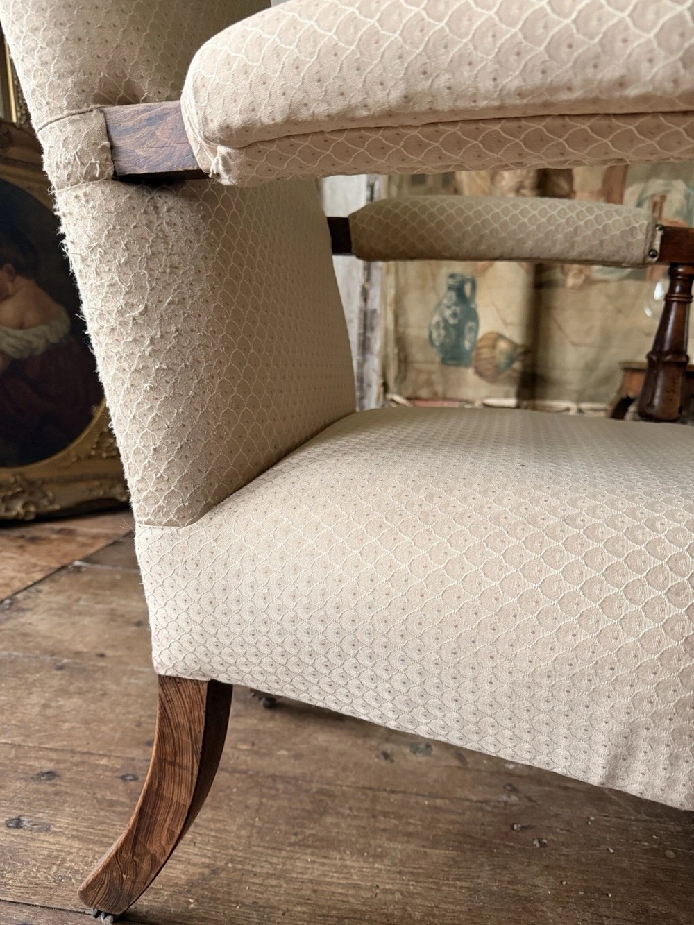 Antique William IV Rosewood Preux deux Fireplace Library Reading Armchair Chair