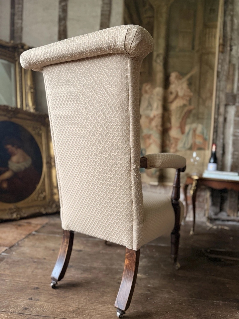 Antique William IV Rosewood Preux deux Fireplace Library Reading Armchair Chair