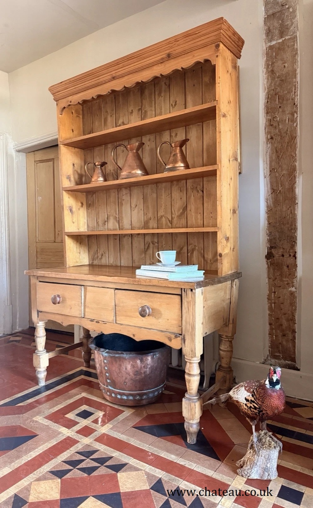 English Antique Pine Rustic Farmhouse Primitive Provincial Country Dresser 1860C