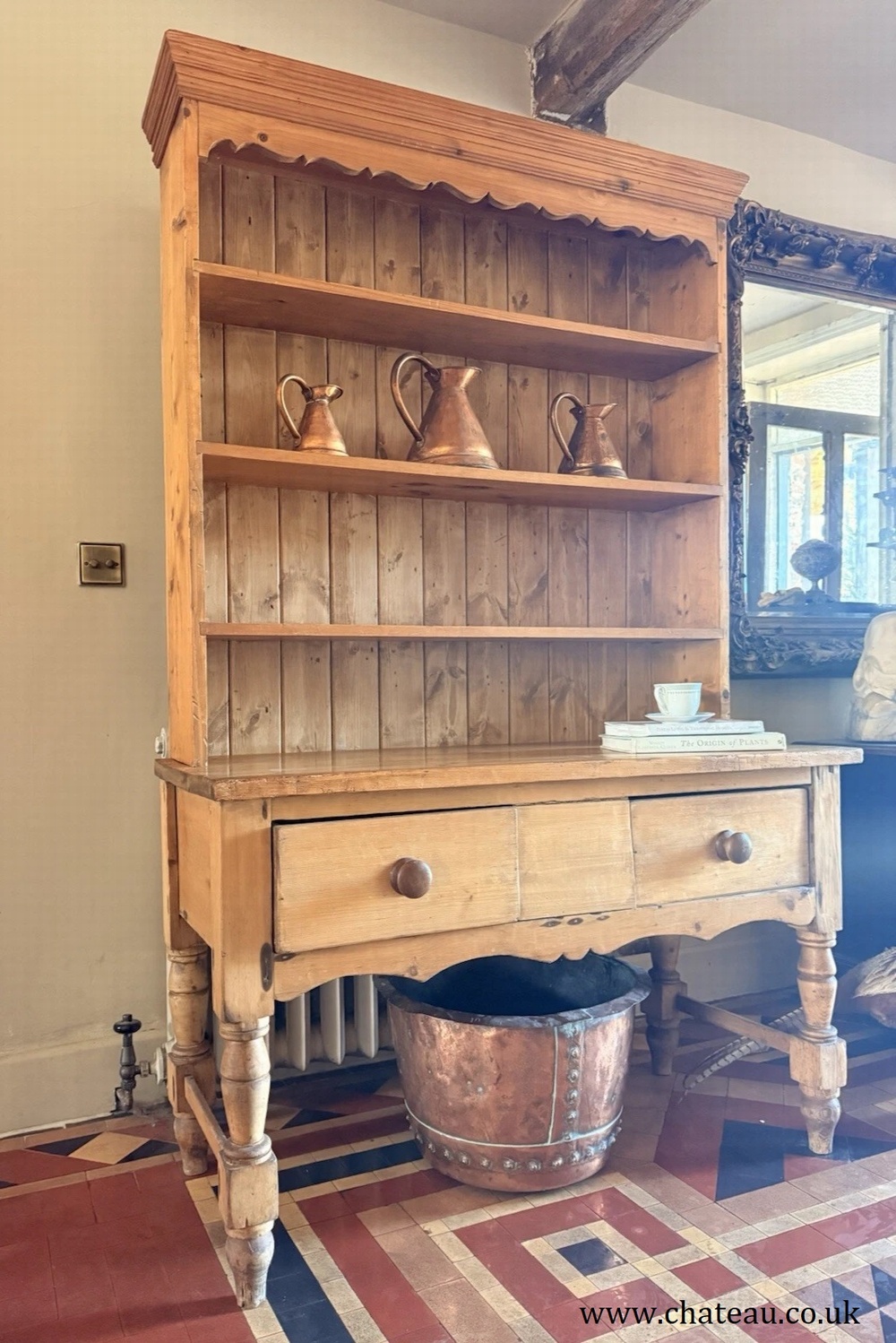 English Antique Pine Rustic Farmhouse Primitive Provincial Country Dresser 1860C