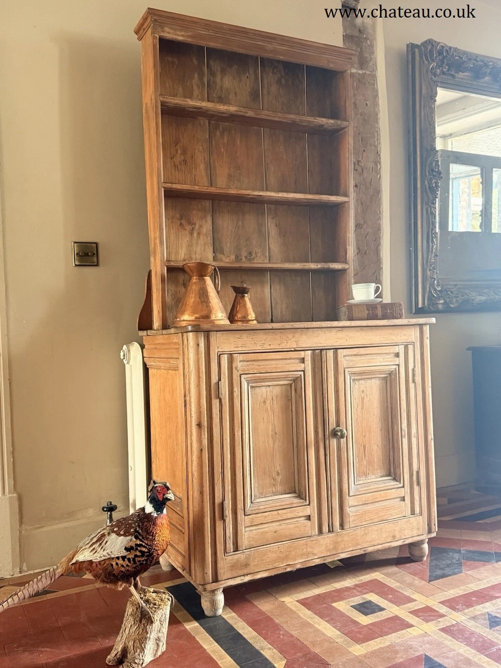 Antique Victorian Rustic Farmhouse English Pine Country Cottage Dresser Cupboard