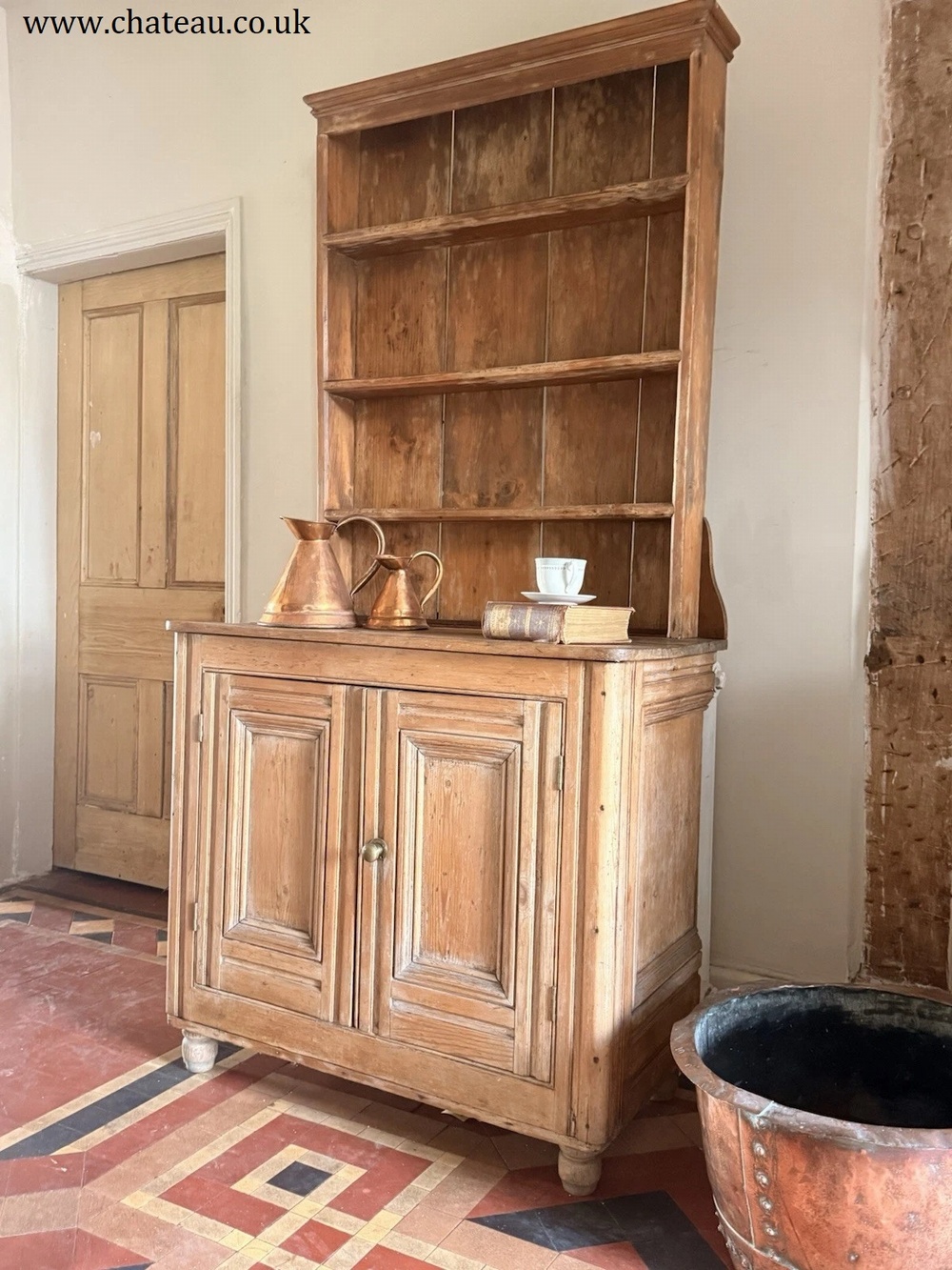 Antique Victorian Rustic Farmhouse English Pine Country Cottage Dresser Cupboard