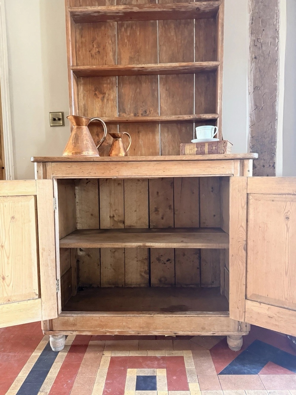 Antique Victorian Rustic Farmhouse English Pine Country Cottage Dresser Cupboard