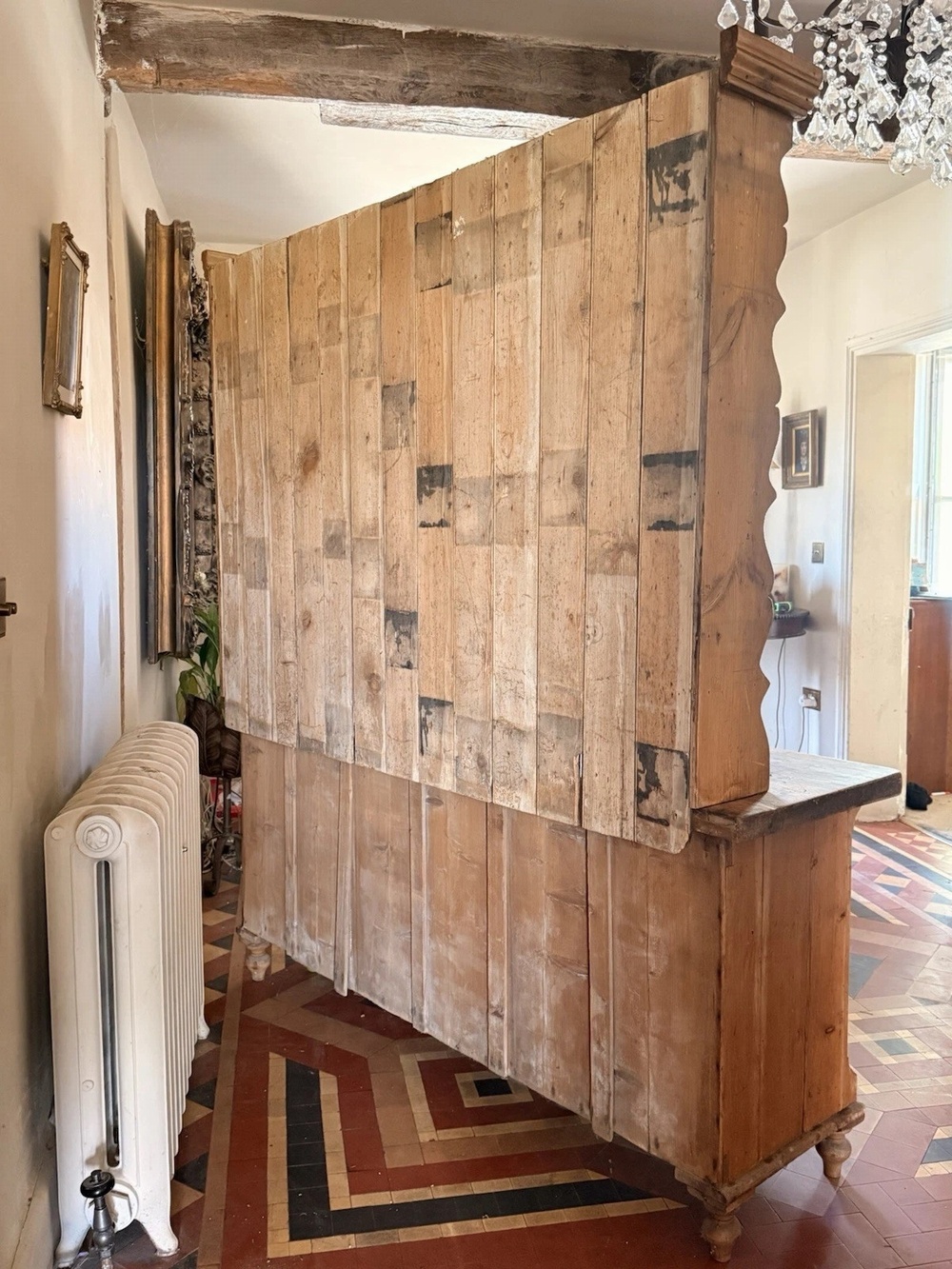 Substancial Welsh Antique Pine Rustic Country Dresser Sideboard Cupboard -1840 c