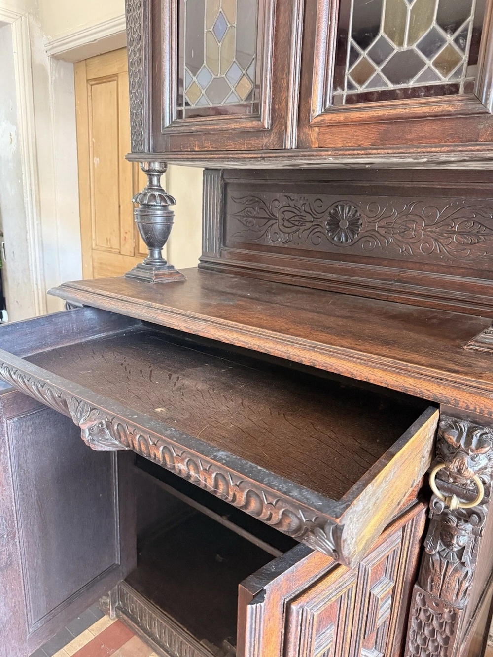 Antique Victorian original coloured lead glass cabinet