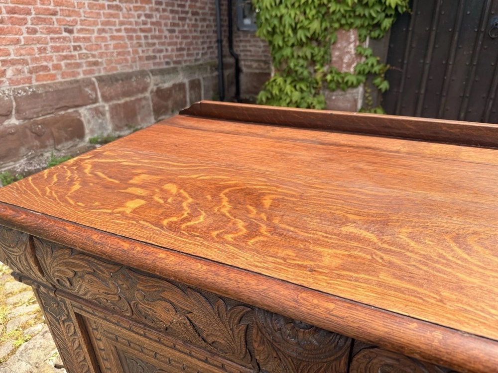 Large Victorian Carved Country House Jacobean Solid Antique Oak Carved Sideboard