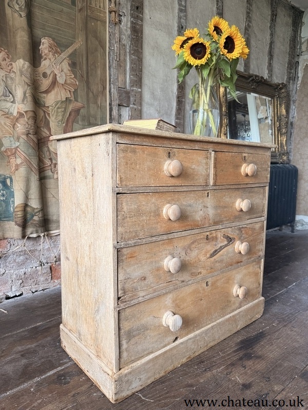 Antique Victorian Pine Rustic Country House Farmhouse Chest of Drawers c.1840