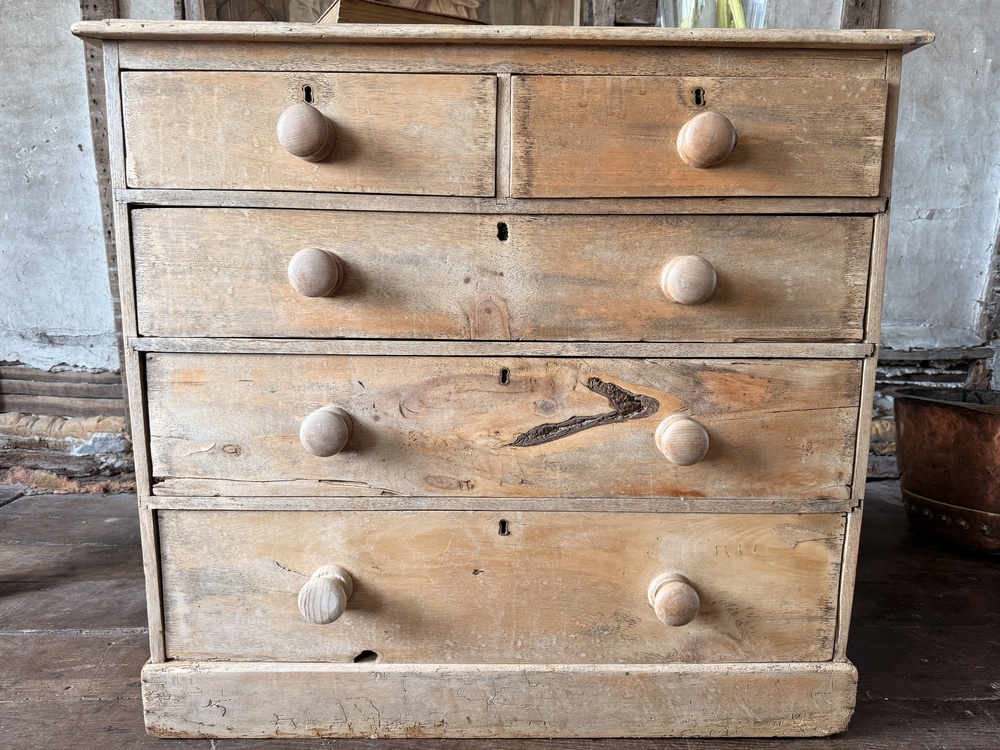 Antique Victorian Pine Rustic Country House Farmhouse Chest of Drawers c.1840
