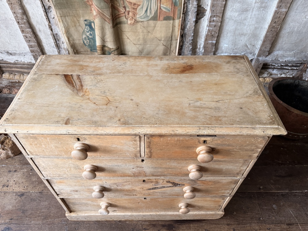 Antique Victorian Pine Rustic Country House Farmhouse Chest of Drawers c.1840