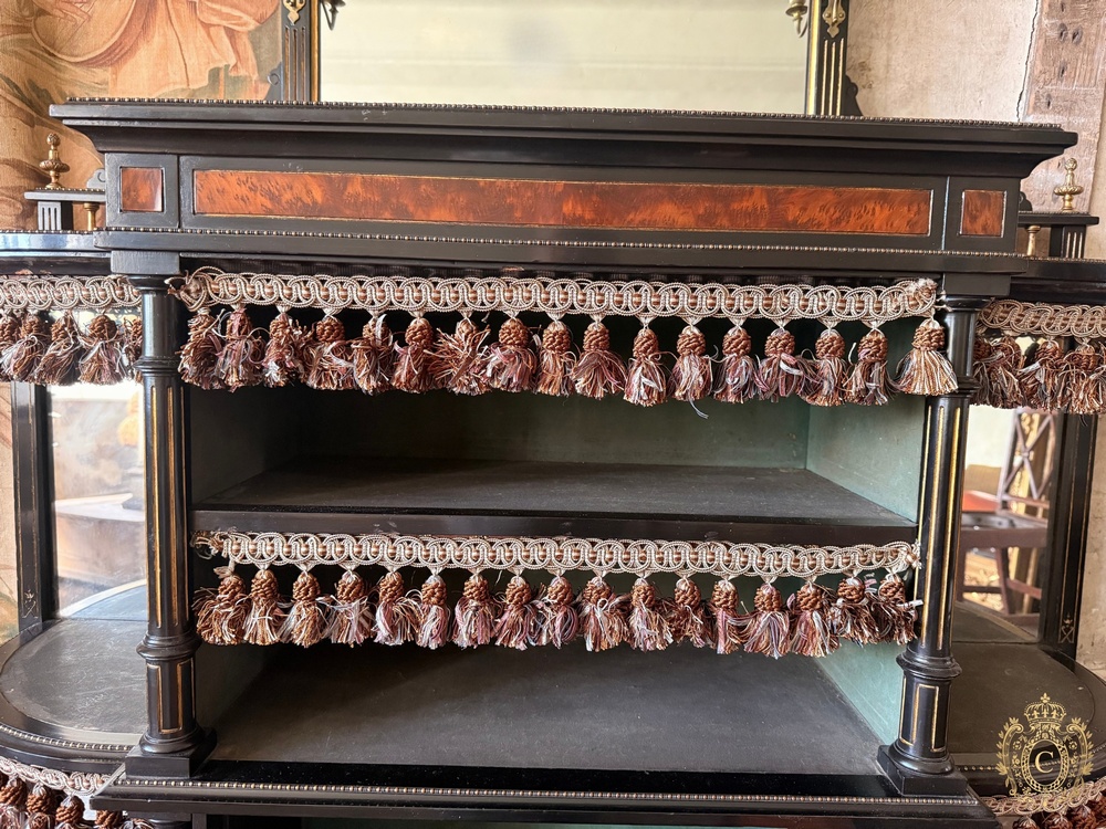Rare Gillow & Co Ebonised Inlaid Aesthetic Movement Side Cabinet Chiffonier c.1885