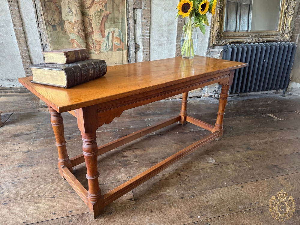 Large Vintage Burr Farmhouse Refectory Dining Table – 167cm