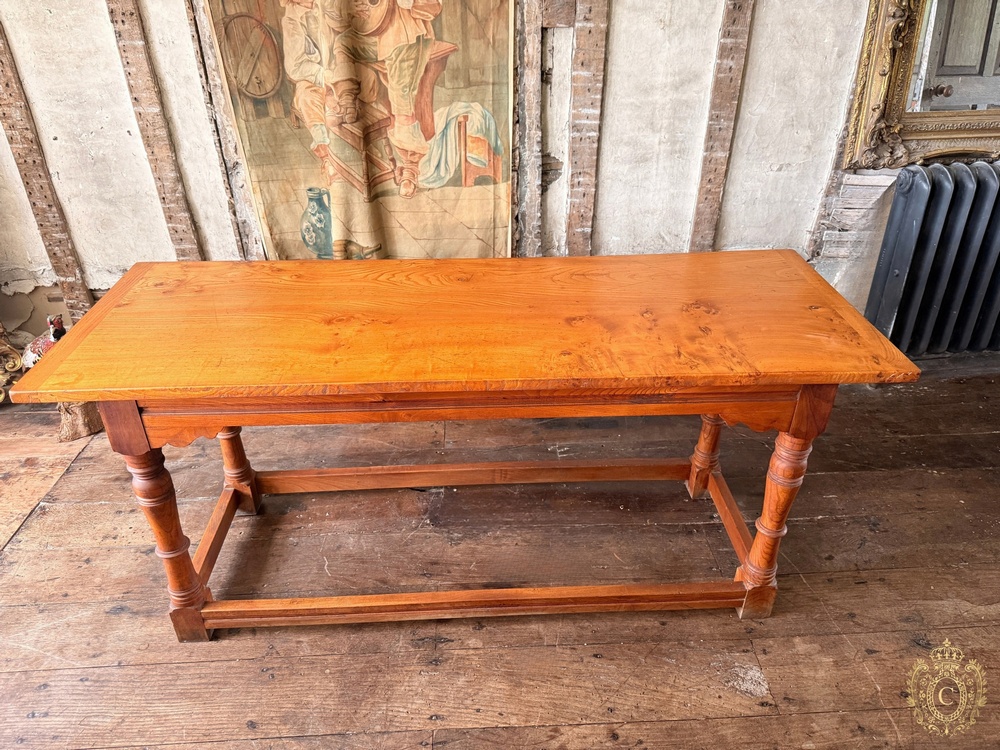 Large Vintage Burr Farmhouse Refectory Dining Table – 167cm