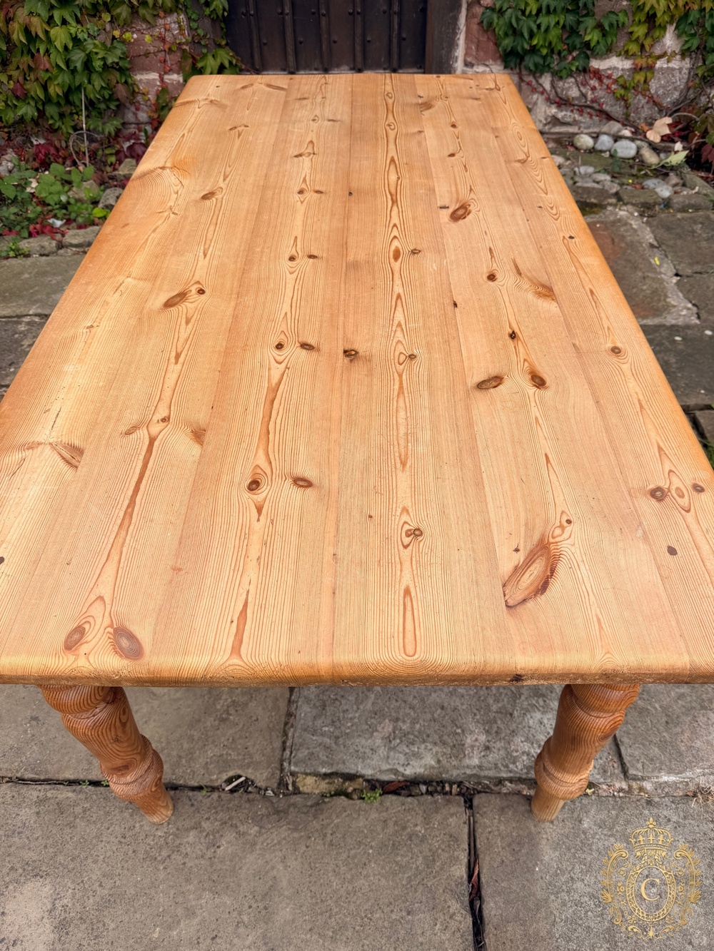 Pine Farmhouse Dining Table 183cm End Drawer Turned Legs Country Kitchen