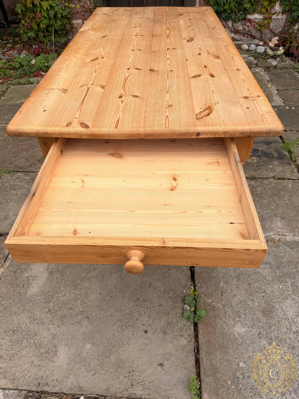 Pine Farmhouse Dining Table 183cm End Drawer Turned Legs Country Kitchen