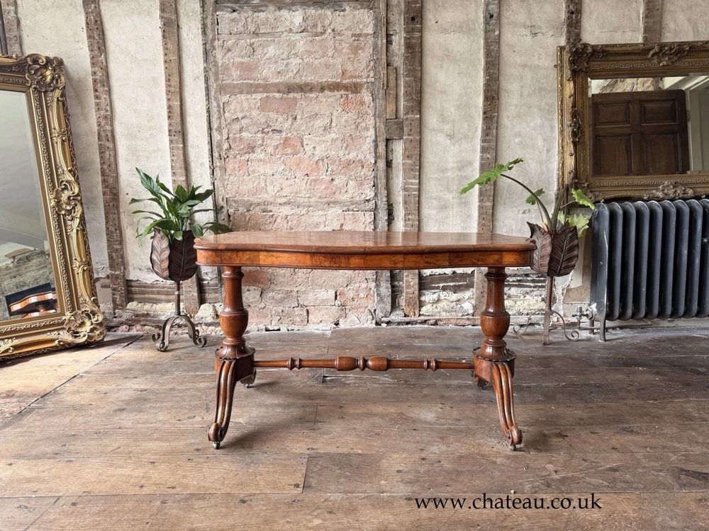 FINE QUALITY Original English Antique Walnut Burr Centre Hall Breakfast Console Sideboard Table