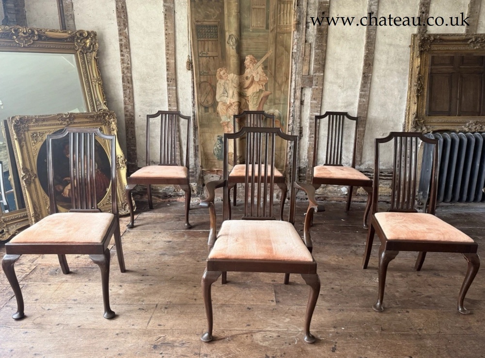 Exceptional Quality Antique Dining Pink Velvet Drop-In Seats Chairs Waring and Gillow - Deansgate Manchester
