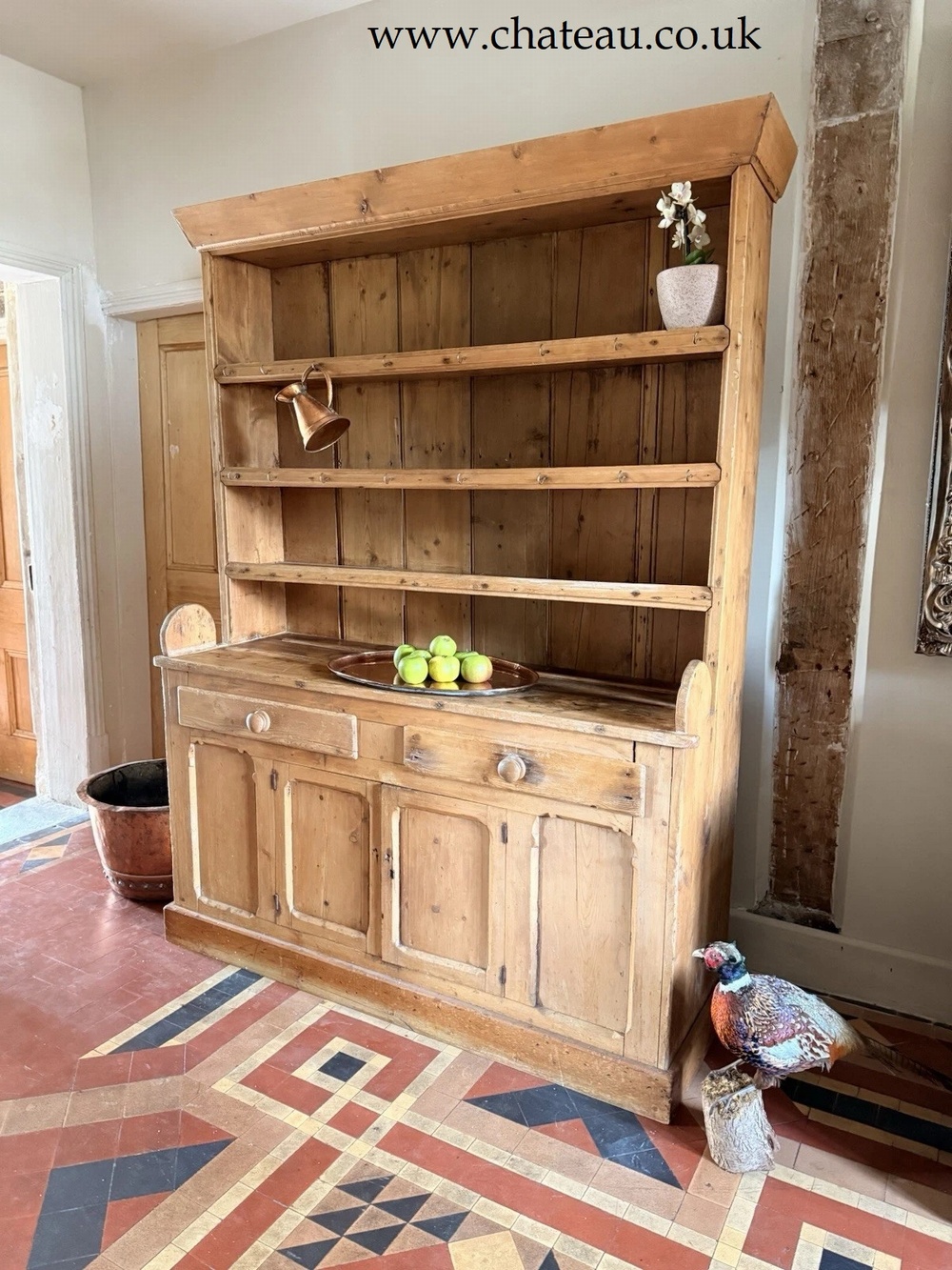 SOLD - Original Provincial Welsh Antique Farmhouse Rustic Pine Kitchen Dresser 1850 C