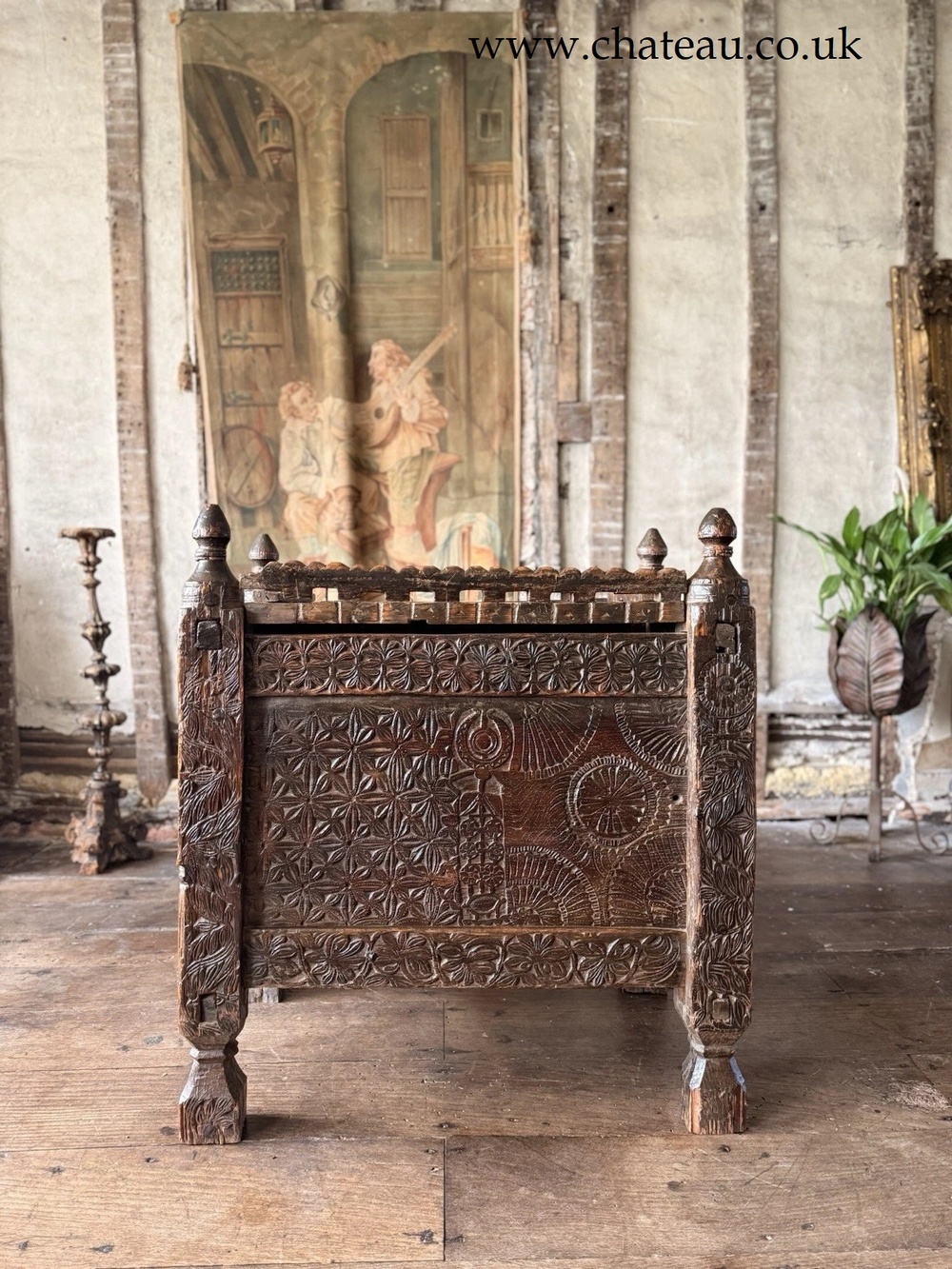 Rare Antique Swat Valley Pakistan Wedding Marriage Rustic Carved Indian Dowry Chest