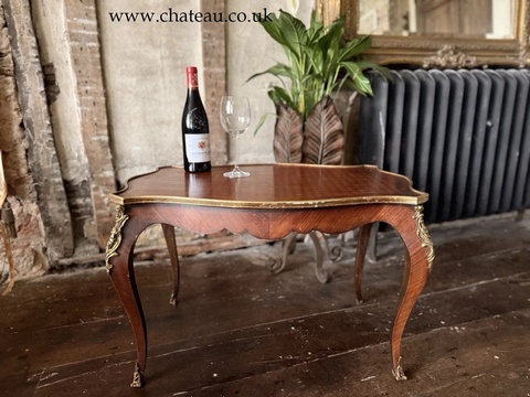 French Antique Kingswood Bronze Gilt Serpentine Side Occasional Centre Table 1880C