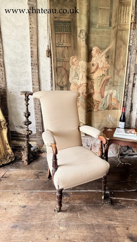 Antique William IV Rosewood Preux deux Fireplace Library Reading Armchair Chair