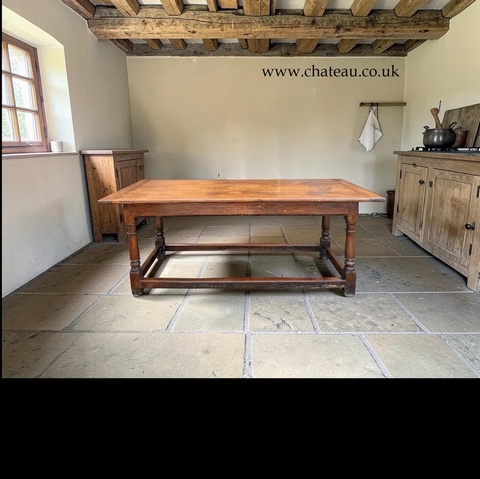 Antique English Country Rustic Farmhouse Refectory Kitchen Dining Table C1850