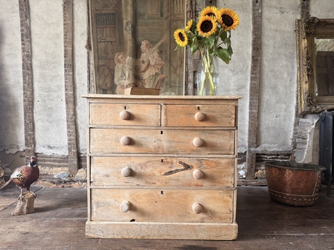 Antique Victorian Pine Rustic Country House Farmhouse Chest of Drawers c.1840