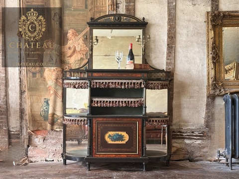 Rare Gillow & Co Ebonised Inlaid Aesthetic Movement Side Cabinet Chiffonier c.1885