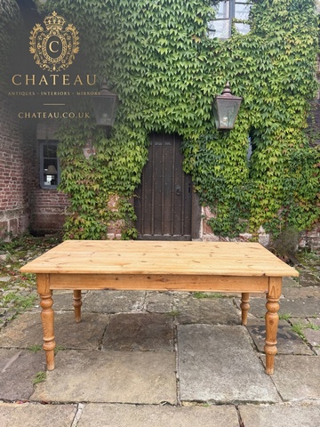 Pine Farmhouse Dining Table 183cm End Drawer Turned Legs Country Kitchen